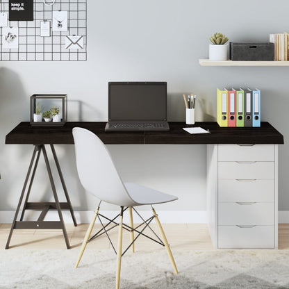 Solid Oak Table Top, Dark Brown, 160x50x(2-6) cm, Treated Wood