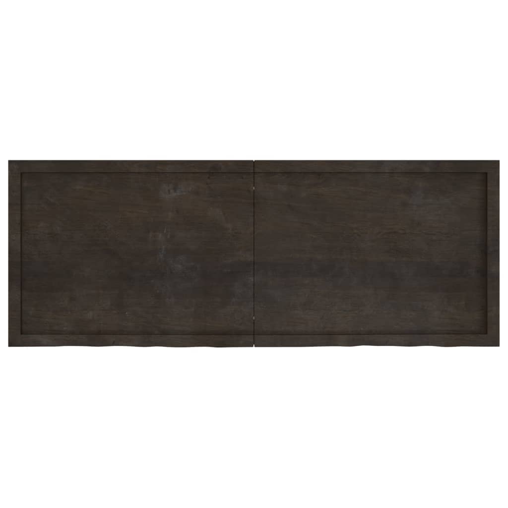 Dark Brown Solid Oak Tabletop, 160x60x(2-6) cm, Treated Wood