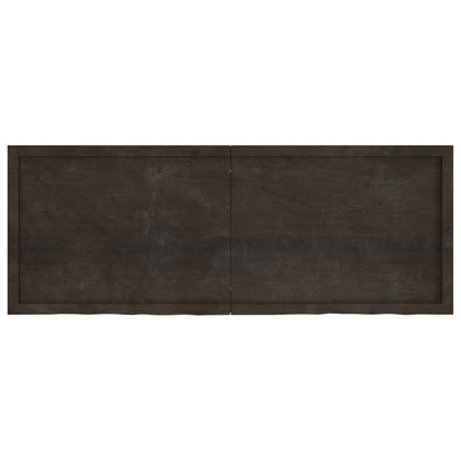 Dark Brown Solid Oak Tabletop, 160x60x(2-6) cm, Treated Wood