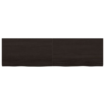 Solid Oak Dark Brown Table Top, 180x50x(2-4) cm, Treated Wood