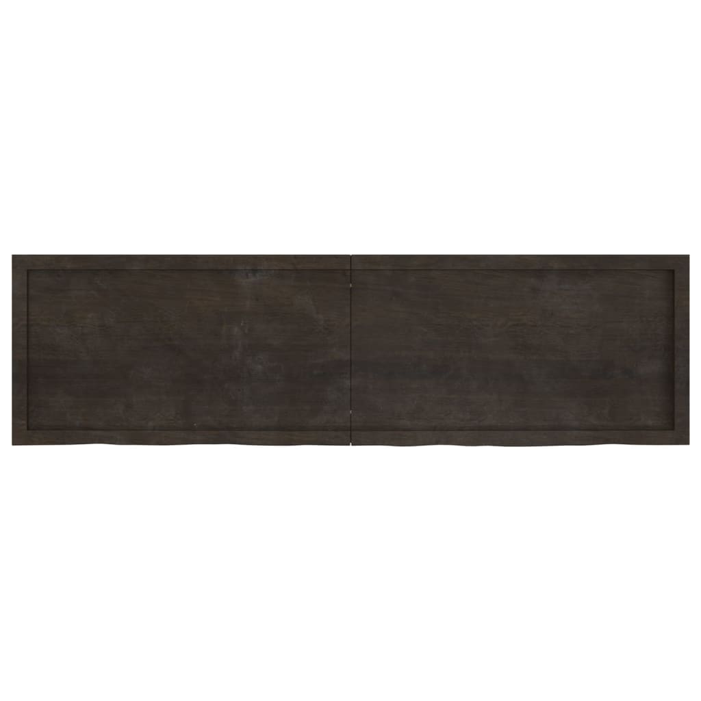 Solid Oak Dark Brown Table Top, 180x50x(2-4) cm, Treated Wood