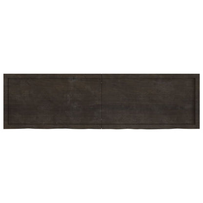 Solid Oak Dark Brown Table Top, 180x50x(2-4) cm, Treated Wood