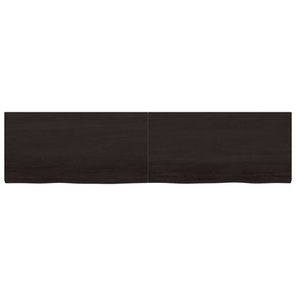 Dark Brown Solid Oak Table Top 200x50cm - Treated Wood Surface