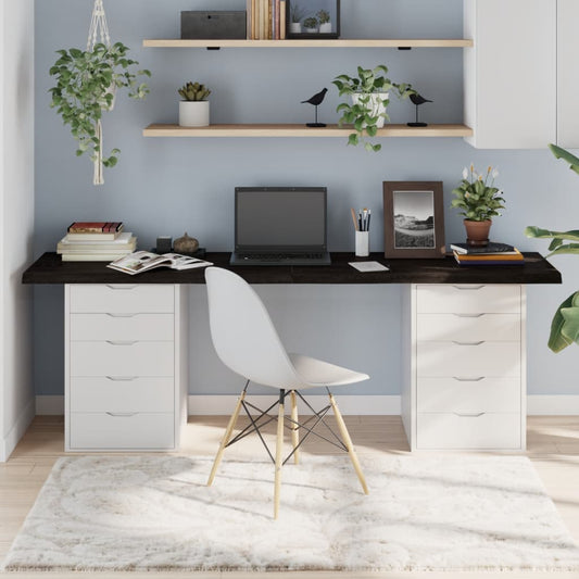 Dark Brown Solid Oak Table Top 200x50cm - Treated Wood Surface