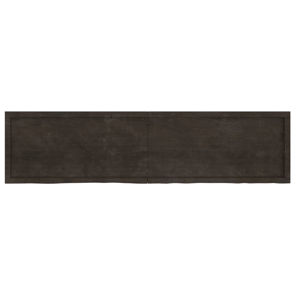 Treated Solid Oak Table Top, Dark Brown, 200x50x(2-6) cm