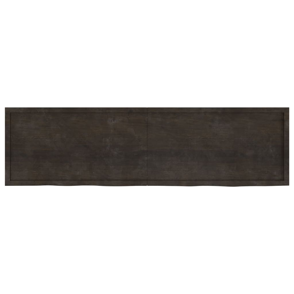 Solid Oak Dark Brown Table Top 220x60x(2-4) cm - Treated Wood