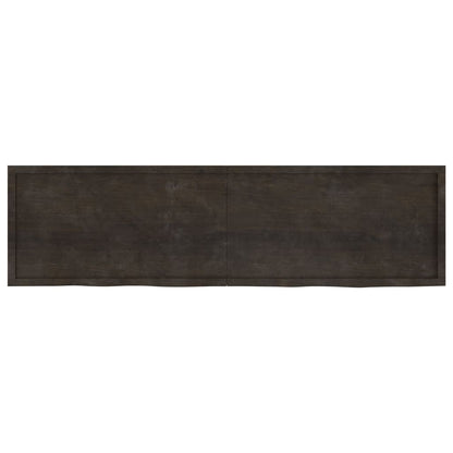 Solid Oak Dark Brown Table Top 220x60x(2-4) cm - Treated Wood