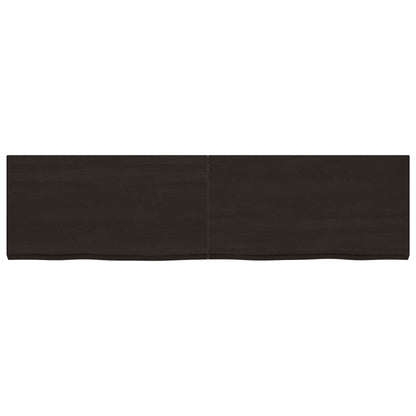 Solid Oak Table Top, Dark Brown, 220x60x(2-6) cm, Treated Wood