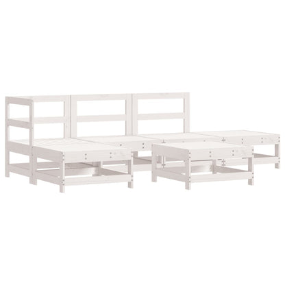 6 Piece Garden Lounge Set White Solid Wood Pine