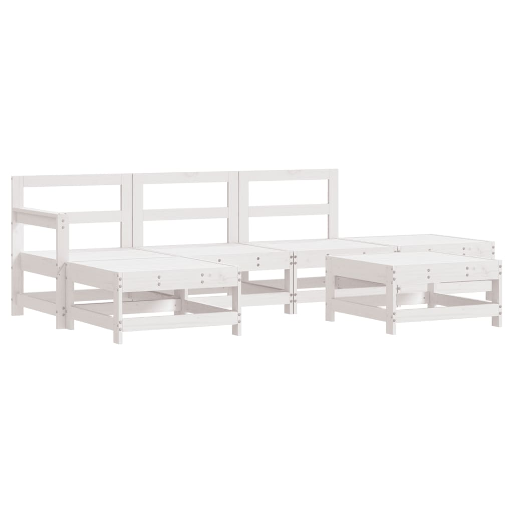 6 Piece Garden Lounge Set White Solid Wood Pine