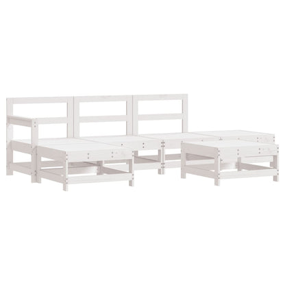 6 Piece Garden Lounge Set White Solid Wood Pine