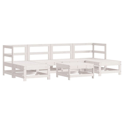 7 Piece Garden Lounge Set White Solid Wood Pine