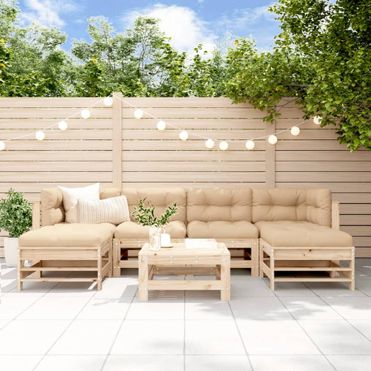 7 Piece Garden Lounge Set Solid Wood Pine
