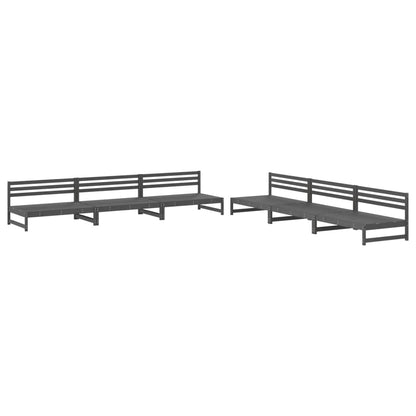 6 Piece Garden Lounge Set Grey Solid Wood Pine