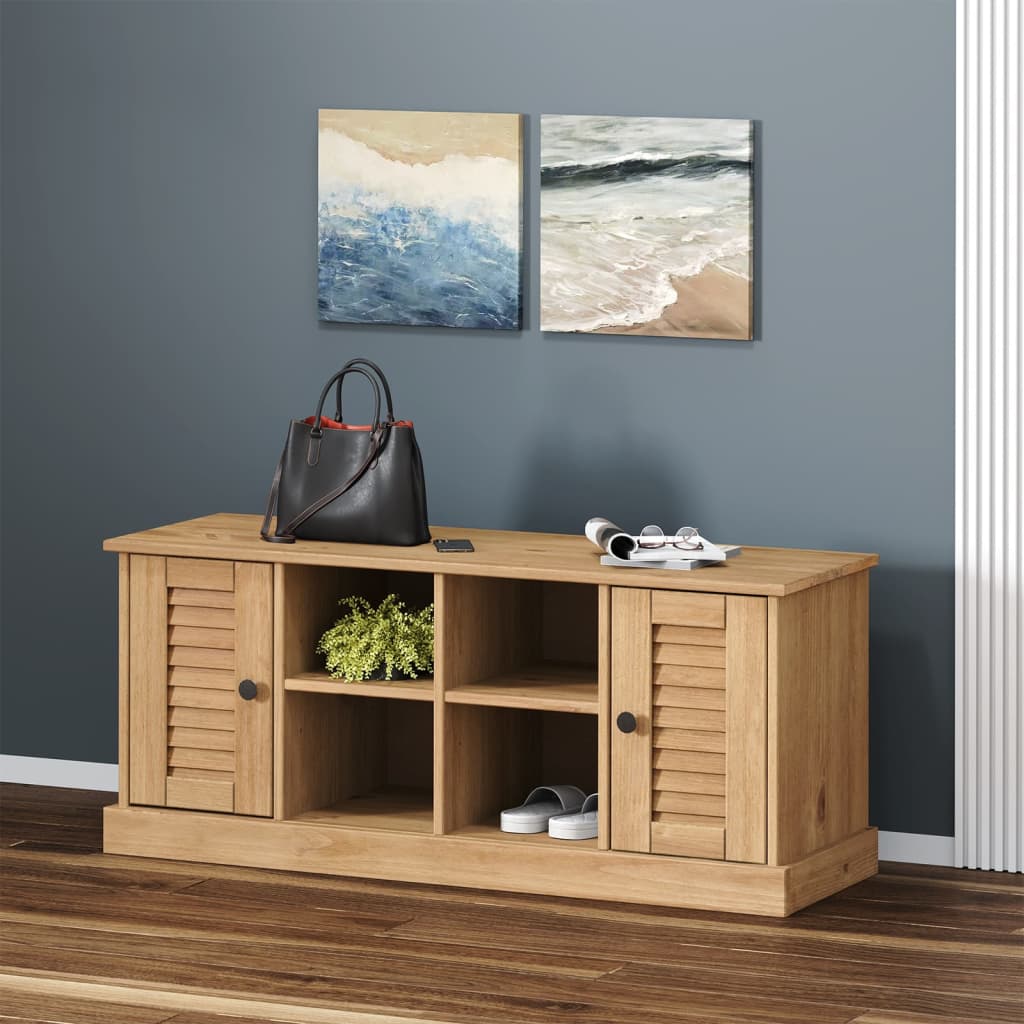 Solid Pine Shoe Bench VIGO 106x35x45 cm - Stylish & Functional Storage