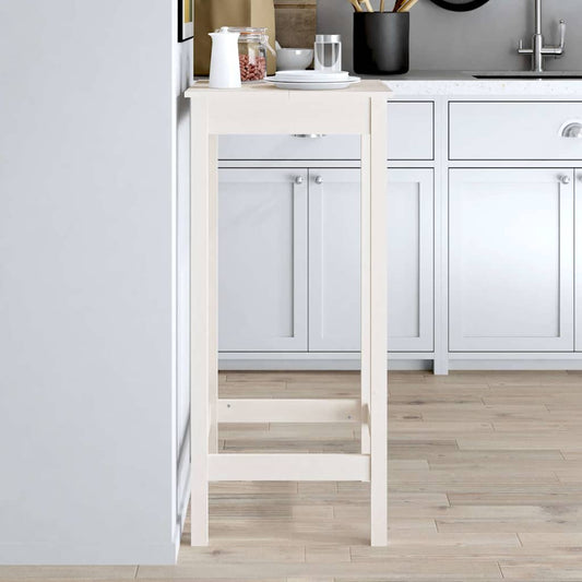 Solid Pine Wood Bar Table - White, 50x50x110 cm