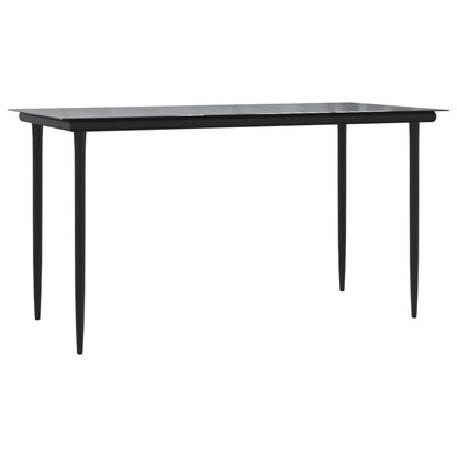 5 Piece Garden Dining Set Black Textilene and Steel