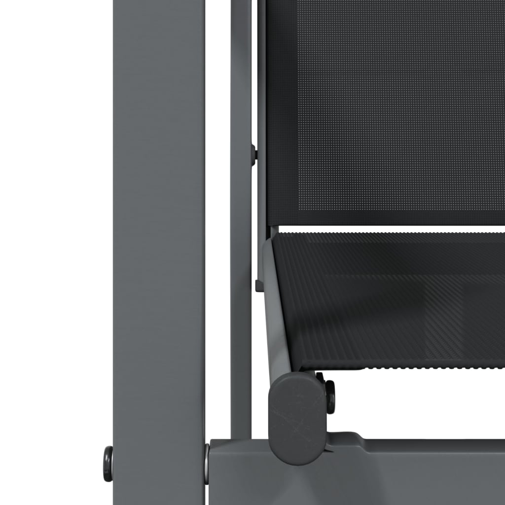 7 Piece Garden Dining Set Black Textilene and Steel