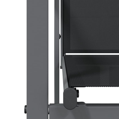 9 Piece Garden Dining Set Black Textilene and Steel