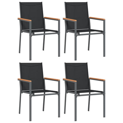 4-Piece Black Steel Garden Chairs Set, Textilene, 55x61.5x90 cm
