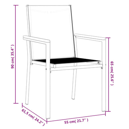 4-Piece Black Steel Garden Chairs Set, Textilene, 55x61.5x90 cm