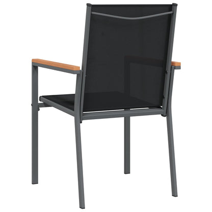 Set of 6 Black Garden Chairs - Textilene & Steel, 55x61.5x90 cm