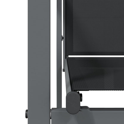 Set of 6 Black Garden Chairs - Textilene & Steel, 55x61.5x90 cm