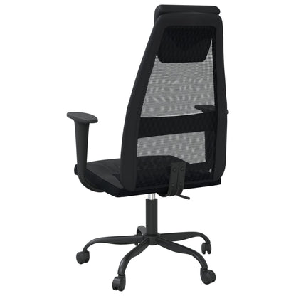 Ergonomic Office Chair - Black Mesh & Faux Leather Design