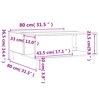 Coffee Table Grey Sonoma 80x80x36.5 cm Engineered Wood