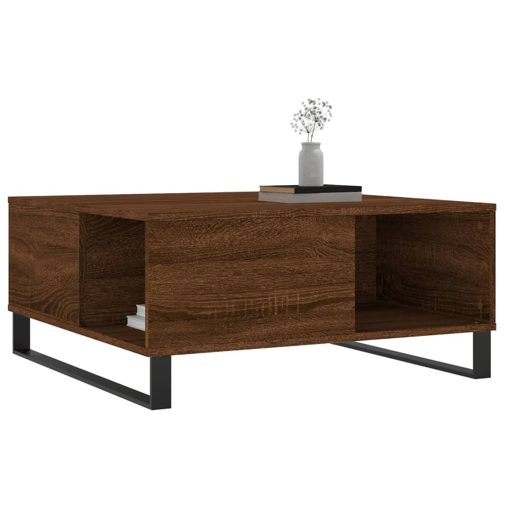 Coffee Table Brown Oak 80x80x36.5 cm Engineered Wood