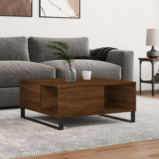 Coffee Table Brown Oak 80x80x36.5 cm Engineered Wood