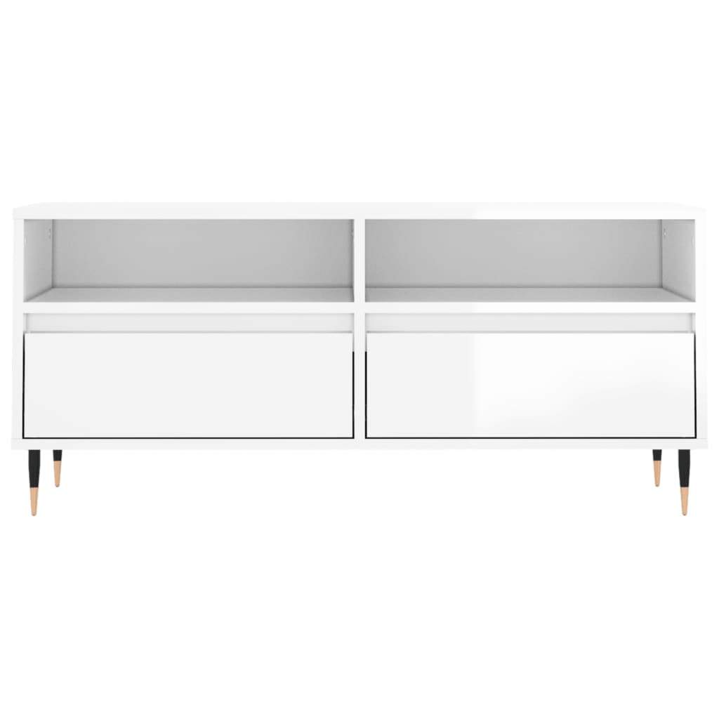 TV Cabinet High Gloss White 100x34.5x44.5 cm Engineered Wood