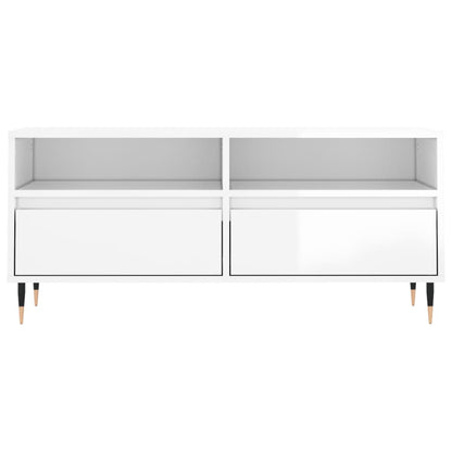 TV Cabinet High Gloss White 100x34.5x44.5 cm Engineered Wood