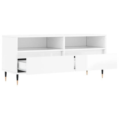 TV Cabinet High Gloss White 100x34.5x44.5 cm Engineered Wood