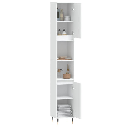 White Engineered Wood Bathroom Cabinet - 30x30x190 cm