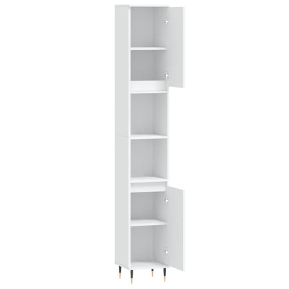 White Engineered Wood Bathroom Cabinet - 30x30x190 cm