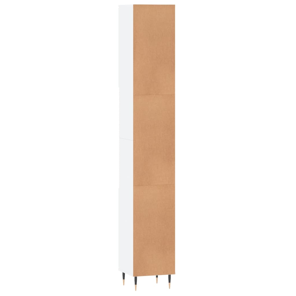 White Engineered Wood Bathroom Cabinet - 30x30x190 cm