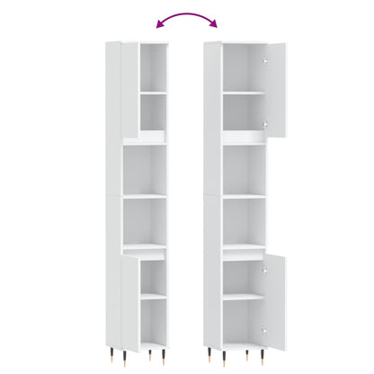 White Engineered Wood Bathroom Cabinet - 30x30x190 cm