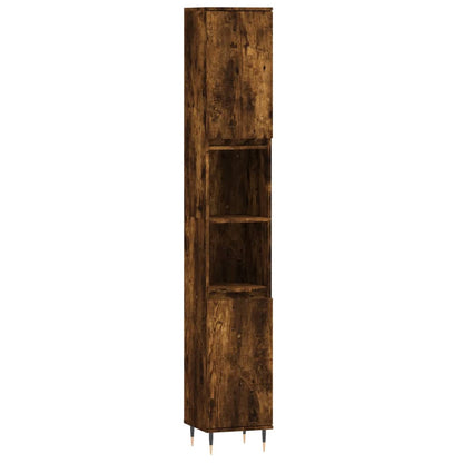 Smoked Oak Bathroom Cabinet - Engineered Wood 30x30x190 cm
