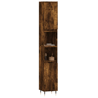 Smoked Oak Bathroom Cabinet - Engineered Wood 30x30x190 cm
