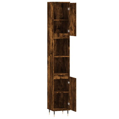 Smoked Oak Bathroom Cabinet - Engineered Wood 30x30x190 cm