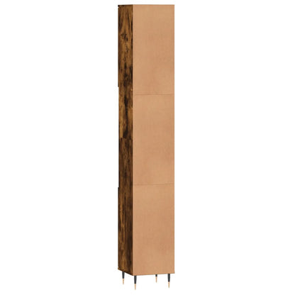 Smoked Oak Bathroom Cabinet - Engineered Wood 30x30x190 cm
