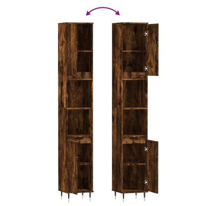 Smoked Oak Bathroom Cabinet - Engineered Wood 30x30x190 cm