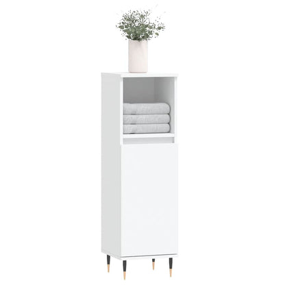White Engineered Wood Bathroom Cabinet - 30x30x100 cm