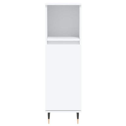 White Engineered Wood Bathroom Cabinet - 30x30x100 cm