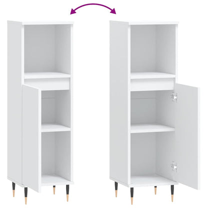 White Engineered Wood Bathroom Cabinet - 30x30x100 cm