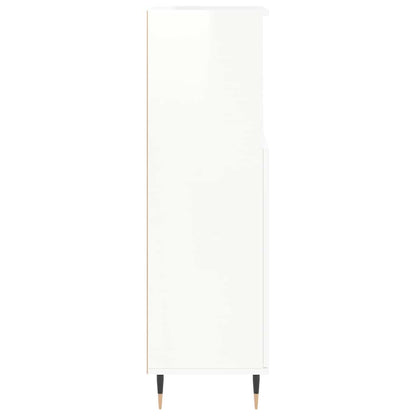 High Gloss White Bathroom Cabinet - Engineered Wood, 30x30x100 cm