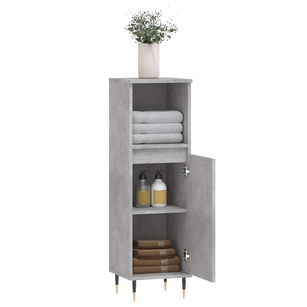 Concrete Grey Bathroom Cabinet | Engineered Wood 30x30x100 cm