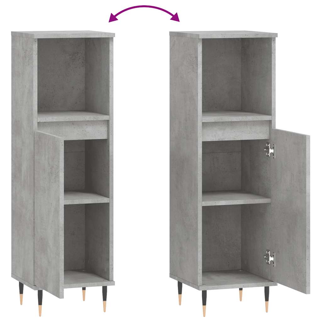 Concrete Grey Bathroom Cabinet | Engineered Wood 30x30x100 cm