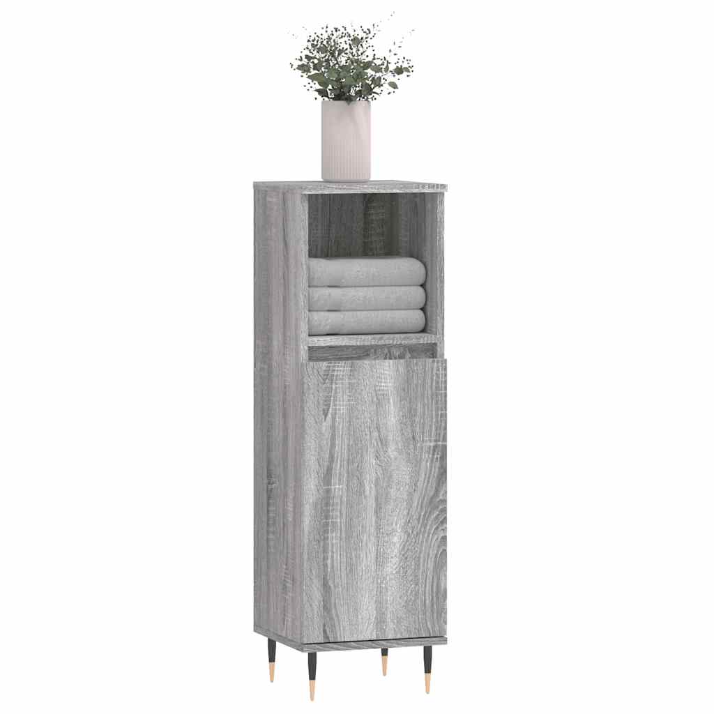 Sonoma Grey Bathroom Cabinet | 30x30x100 cm | Engineered Wood
